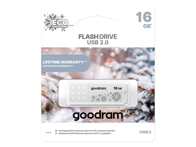 GOODRAM FLASHDRIVE 16GB UME2-WINTER WHITE USB 2.0 UME2-0160W0R11-WI – GOODRAM USB памети