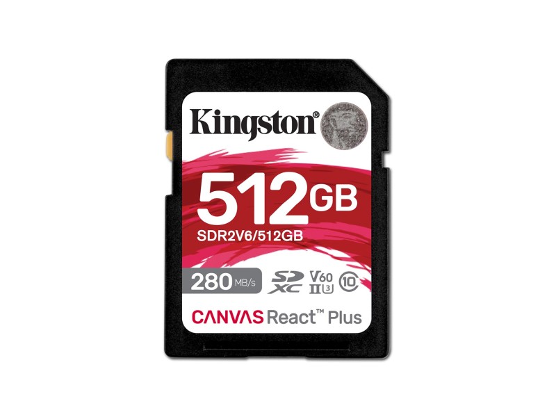 Kingston Technology 512GB Canvas React Plus SDXC UHS-II 280R/150W U3 V60 for Full HD/4K SDR2V6/512GB – Kingston Карти памет