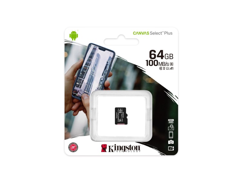 Kingston Technology 64GB micSDXC Canvas Select Plus 100R A1 C10 Single Pack w/o ADP SDCS2/64GBSP – Kingston Карти памет