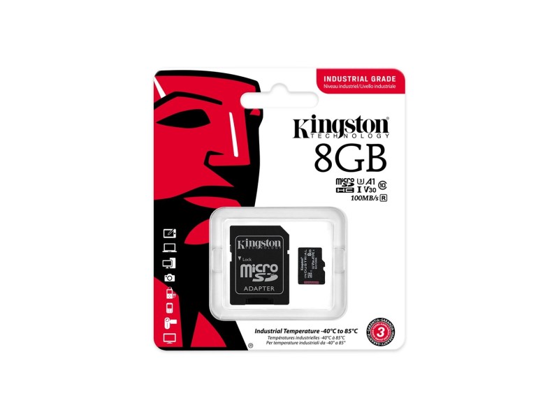 Kingston Technology Industrial 8 GB MicroSDHC UHS-I Class 10 SDCIT2/8GB – Kingston Карти памет