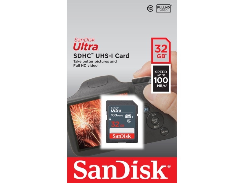 SanDisk Ultra 32GB SDHC Mem Card 100MB/s memory card UHS-I Class 10 SDSDUNR-032G-GN3IN – SANDISK Карти памет