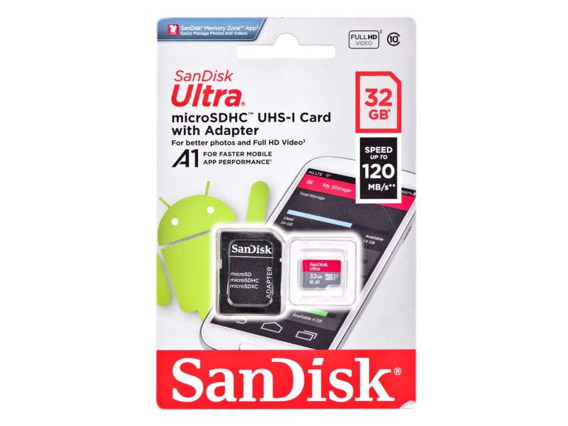 Sandisk SDSQUAR-032G-GN6MN memory card 32 GB MicroSDHC Class 10 UHS-I SDSQUA4-032G-GN6MA – SANDISK Карти памет