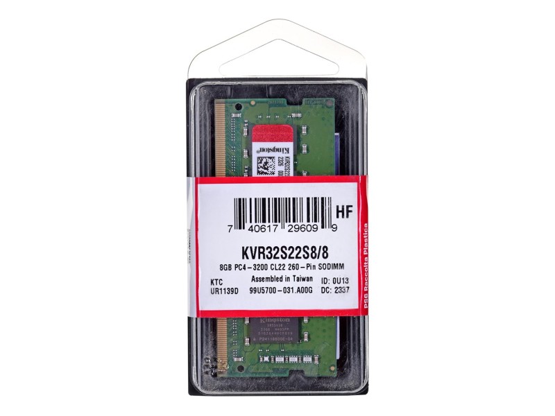 Kingston Technology ValueRAM KVR32S22S8/8 memory module 8 GB 1 x 8 GB DDR4 3200 MHz KVR32S22S8/8 – Kingston Оперативна памет