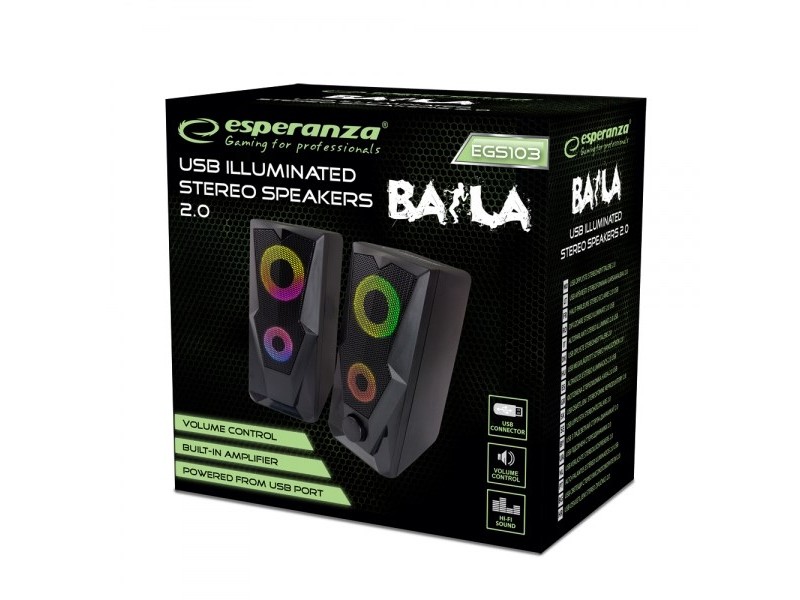Esperanza EGS103 Speakers 2.0 LED Black 6W EGS103 – Esperanza Тонколони