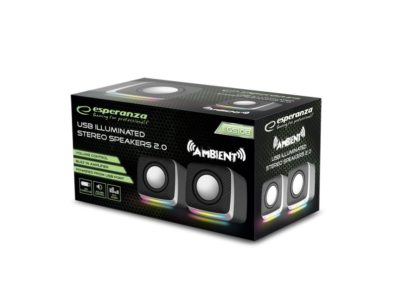 Esperanza EGS108 Speakers 2.0 LED Black 6W EGS108 – Esperanza Тонколони