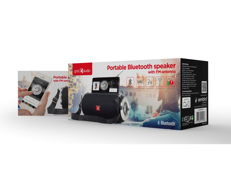 Gembird SPK-BT-17 portable Bluetooth speaker with FM-radio, black SPK-BT-17 – GEMBIRD Тонколони