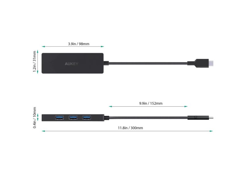 AUKEY CBC64 Wired USB 3.2 Gen 2 (3.1 Gen 2) Type-C Black CB-C64 – AUKEY USB Хъбове