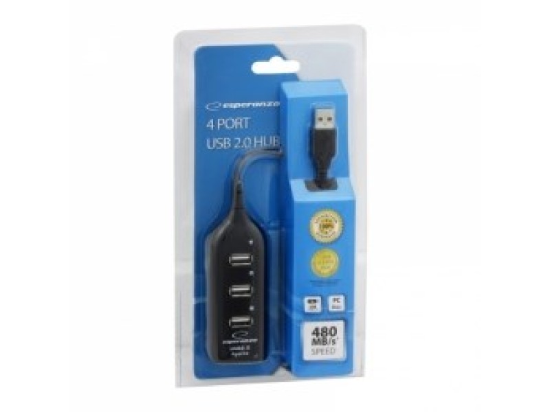 Esperanza EA116 interface hub 480 Mbit/s Black EA116 – Esperanza USB Хъбове