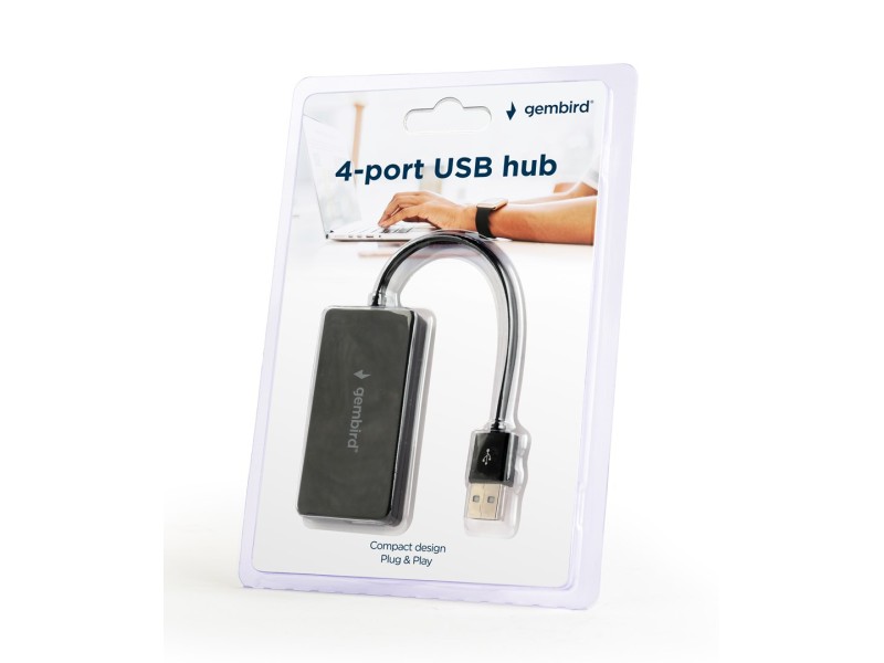 Gembird UHB-U2P4-04 interface hub USB 2.0 480 Mbit/s Black UHB-U2P4-04 – GEMBIRD USB Хъбове