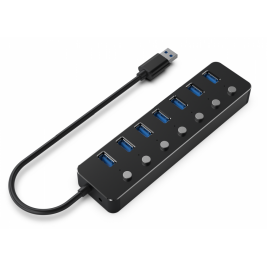 Gembird UHB-U3P7P-01  7-port USB 3.1 (Gen 1) hub with switches, black