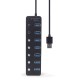 Gembird UHB-U3P7P-01  7-port USB 3.1 (Gen 1) hub with switches, black UHB-U3P7P-01 – GEMBIRD USB Хъбове