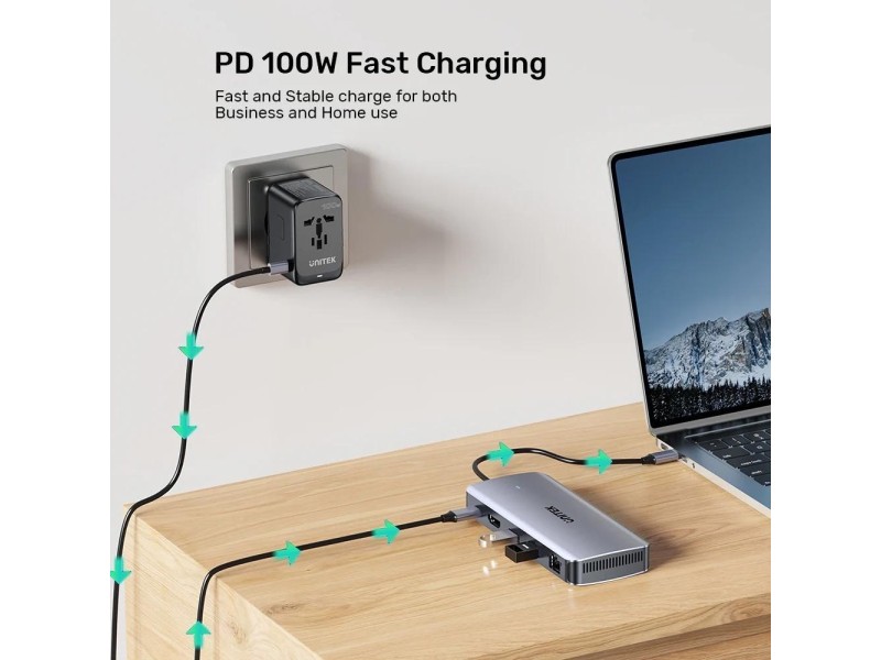 UNITEK ACTIVE HUB USB-C 10GBPS,M.2,HDMI, PD 100W D1120A01 – UNITEK USB Хъбове
