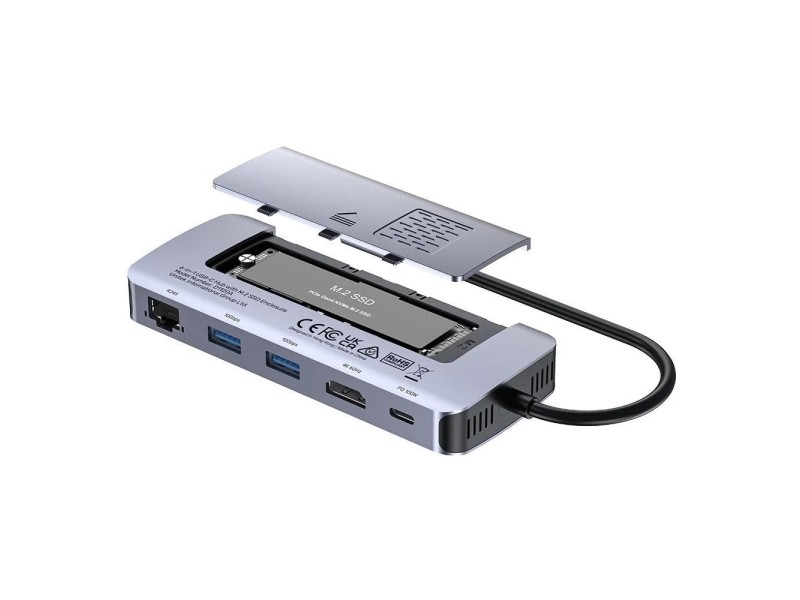 UNITEK ACTIVE HUB USB-C 10GBPS,M.2,HDMI, PD 100W D1120A01 – UNITEK USB Хъбове