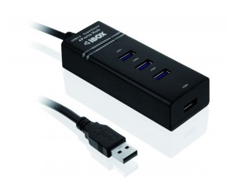 iBox IUH3FB interface hub 5000 Mbit/s Black IUH3FB – IBOX USB Хъбове