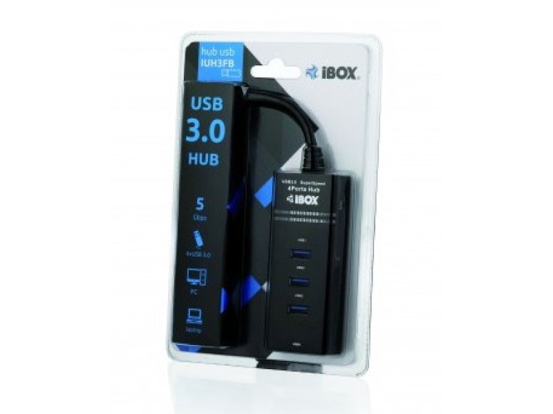 iBox IUH3FB interface hub 5000 Mbit/s Black IUH3FB – IBOX USB Хъбове
