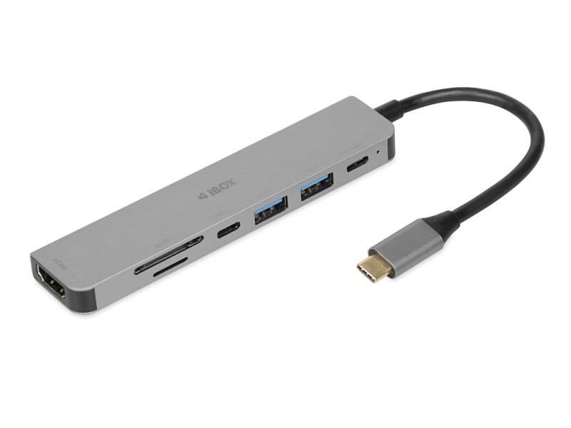 iBox IUH3SL4K notebook dock/port replicator USB 3.2 Gen 1 (3.1 Gen 1) Type-C Power Delivery 100W Silver IUH3SL4K – IBOX USB Хъбове