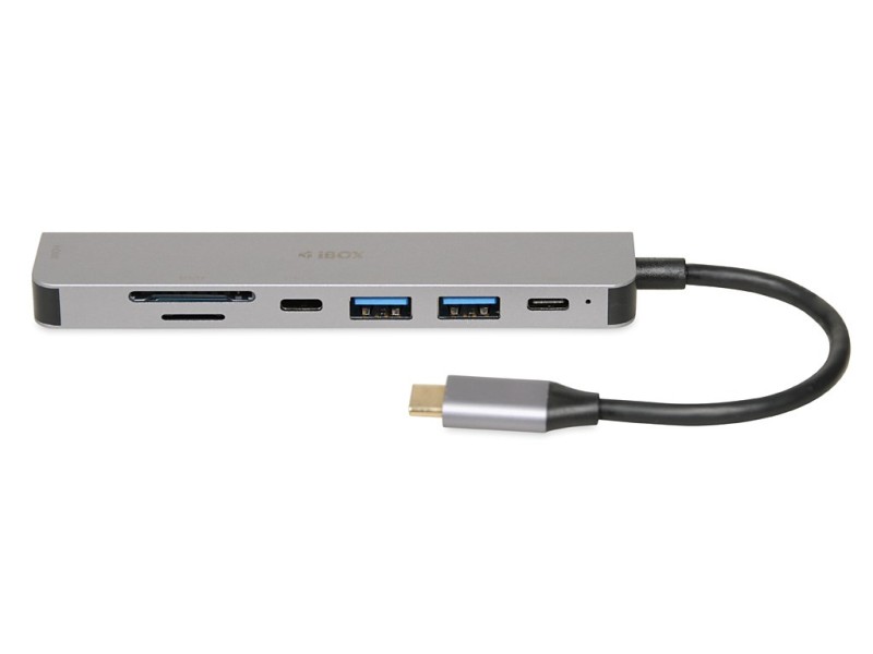 iBox IUH3SL4K notebook dock/port replicator USB 3.2 Gen 1 (3.1 Gen 1) Type-C Power Delivery 100W Silver IUH3SL4K – IBOX USB Хъбове