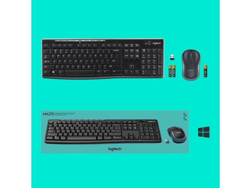Logitech Wireless Combo MK270 keyboard Mouse included RF Wireless QWERTY US International Black, Silver 920-004508 – LOGITECH Геймърски клавиатури