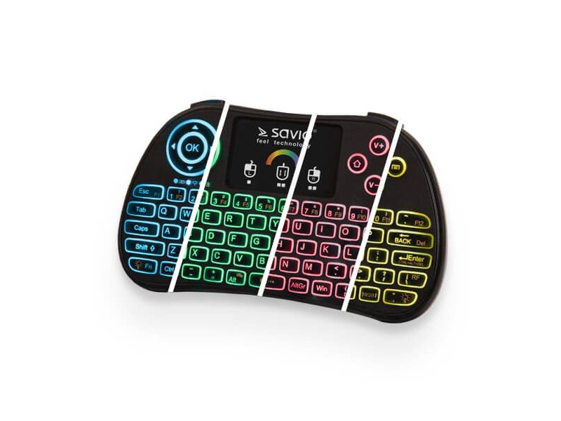 SAVIO KW-03 Illuminated wireless mini keyboard RGB TV Box, Smart TV, consoles, PC KW-03 KW-03 – SAVIO Геймърски клавиатури