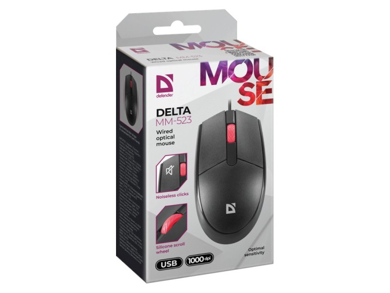 MOUSE DEFENDER DELTA MM-523 CZARNA OPTICAL 52523 – Defender Мишки