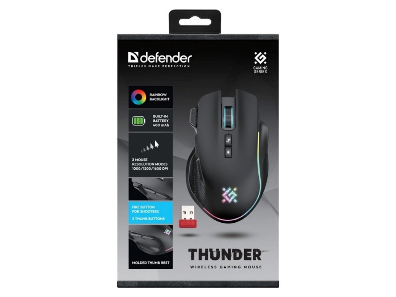 MOUSE DEFENDER GM-213 THUNDER RF 1600dpi 8P BLACK 52213 – Defender Мишки