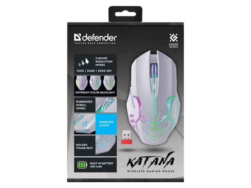 MOUSE DEFENDER GM-511 KATANA RF 3200dpi 7P WHITE 52512 – Defender Мишки