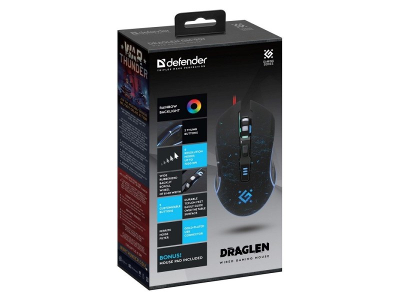 MOUSE DEFENDER GM-907 DRAGLEN 7200dpi 6P 52907 – Defender Мишки