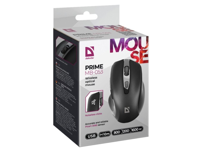 MOUSE DEFENDER PRIME MB-053 RF SILENT BLACK OPTICAL 52053 – Defender Мишки