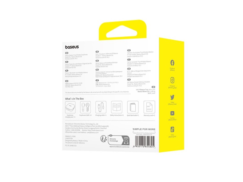 Baseus Bowie E16 Headset True Wireless Earphones In-ear Calls/Music USB Type-C Bluetooth White Baseus Bowie E16 Headset True Wireless Earphones In-ear Calls/Music USB Type-C Bluetooth White A00061900223-00 – Baseus Геймърски слушалки