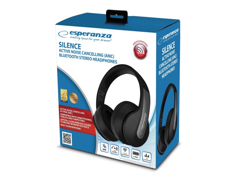 Esperanza EH240 Bluetooth headphones Headband, Black EH240 – Esperanza Геймърски слушалки