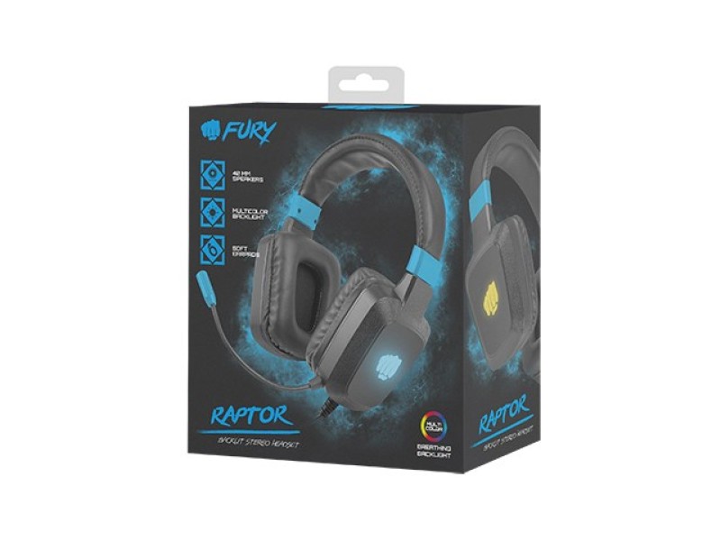 FURY NFU-1584 headphones/headset Wired Head-band Gaming Black, Blue NFU-1584 –  Геймърски слушалки