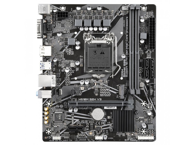 Gigabyte H510M S2H V3 Motherboard - Supports Intel Core 11th CPUs, up to 3200MHz DDR4 (OC), 1xPCIe 3.0 M.2, GbE LAN, USB 3.2 Gen 1 Gigabyte H510M S2H V3 Motherboard - Supports Intel Core 11th CPUs, up to 3200MHz DDR4 (OC), 1xPCIe 3.0 M.2, GbE LAN, USB 3.2 Gen 1 H510M S2H V3 – GIGABYTE Дънни платки