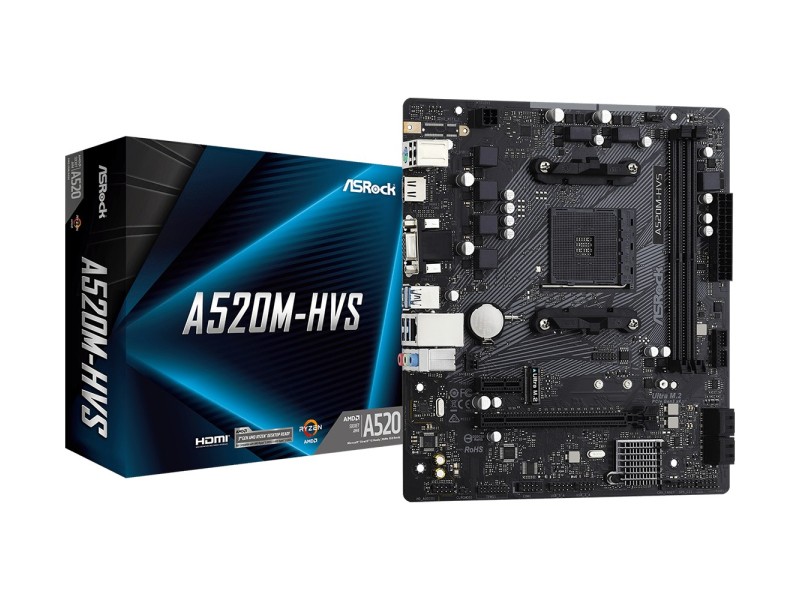 Asrock A520M-HVS AMD A520 Socket AM4 micro ATX A520M-HVS – ASROCK Дънни платки