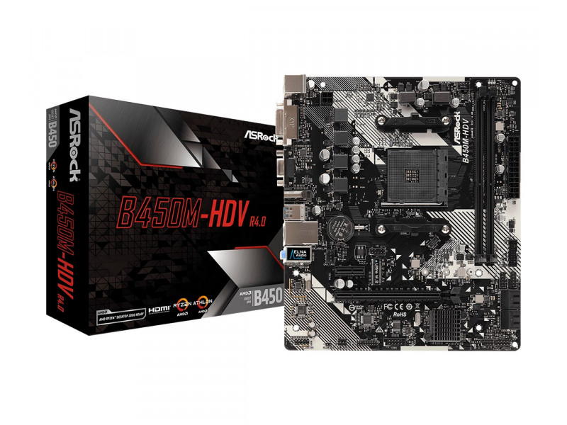 Asrock B450M-HDV R4.0 AMD B450 Socket AM4 micro ATX Asrock B450M-HDV R4.0 AMD B450 Socket AM4 micro ATX
