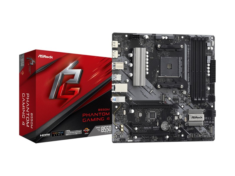 Asrock B550M Phantom Gaming 4 Socket AM4 micro ATX AMD  B550 B550M PHANTOM GAMING 4 – ASROCK Дънни платки