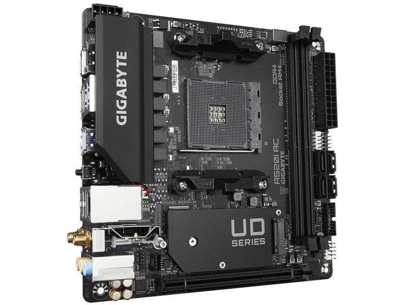 GIGABYTE A520I AC Motherboard - Supports AMD Ryzen 5000 Series AM4 CPUs, 6 Phases Digital VRM, up to 5300MHz DDR4 (OC), 1xPCIe 3.0 M.2, WIFI, GbE LAN, USB 3.2 Gen1 A520I AC – GIGABYTE Дънни платки