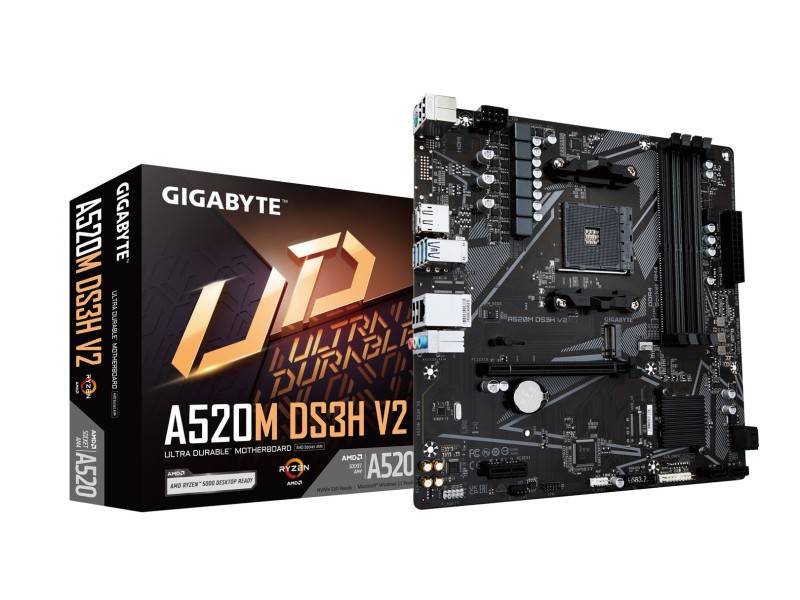 GIGABYTE A520M DS3H V2 Motherboard - Supports AMD Ryzen 5000 Series AM4 CPUs, up to 4733MHz DDR4 (OC), PCIe 3.0 x16, GbE LAN, USB 3.2 Gen 1 A520M DS3H V2 – GIGABYTE Дънни платки