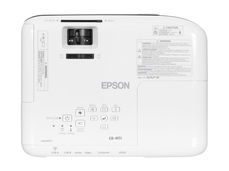Epson EB-W51 data projector Desktop projector 4000 ANSI lumens 3LCD WXGA (1280x800) White V11H977040 – Epson Бизнес видео проектори