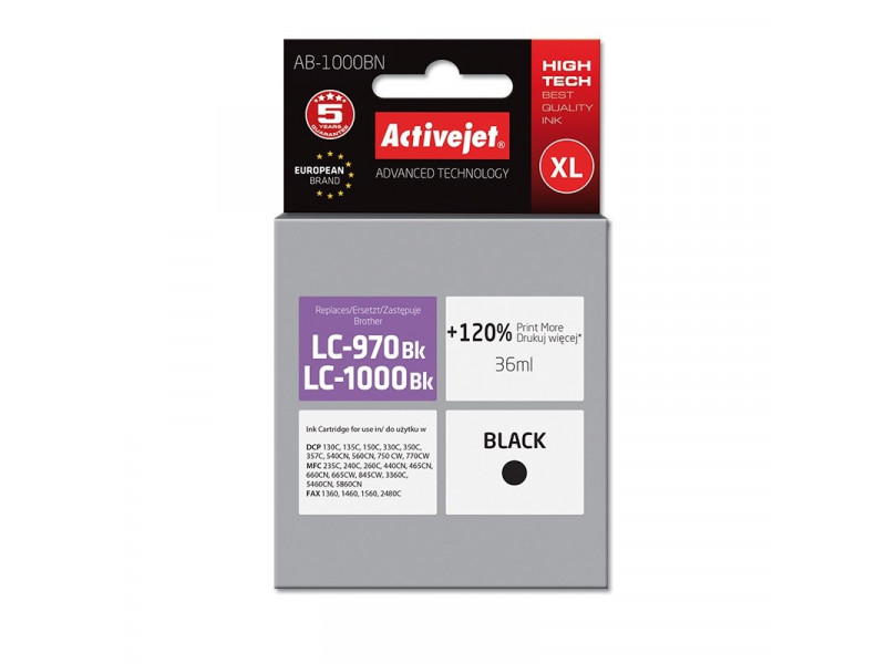 Activejet AB-1000BN ink (replacement for Brother LC1000/LC970Bk; Supreme; 35 ml; black)