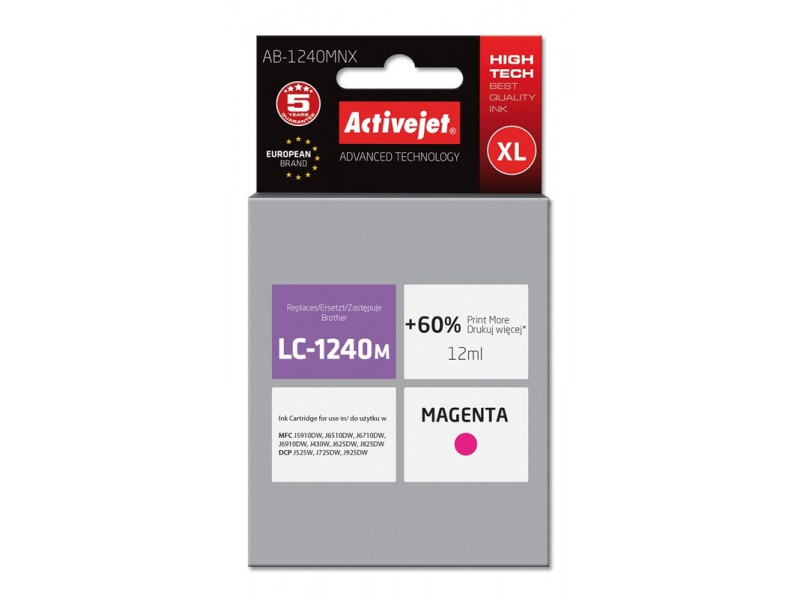 Activejet AB-1240MNX ink (replacement for Brother LC1220Bk/LC1240Bk; Supreme; 12 ml; magenta) Activejet AB-1240MNX ink (replacement for Brother LC1220Bk/LC1240Bk; Supreme; 12 ml; magenta)