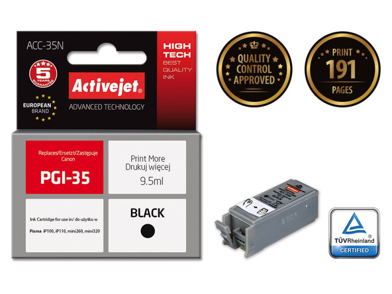 Activejet ACC-35N Ink cartridge (replacement for Canon PGI-35; Supreme; 9.5 ml; black) Activejet ACC-35N Ink cartridge (replacement for Canon PGI-35; Supreme; 9.5 ml; black)