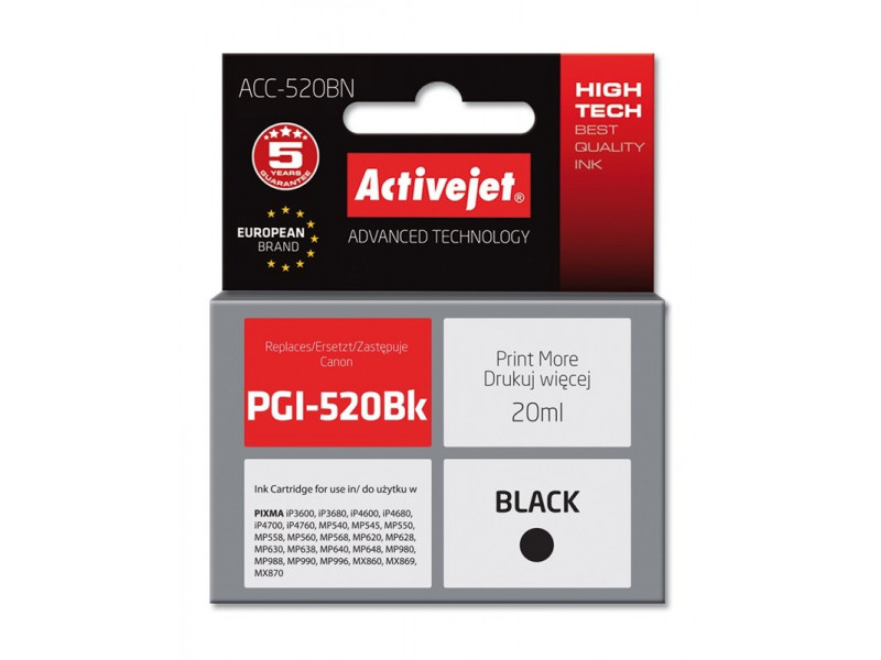 Activejet ACC-520BN Ink cartridge (replacement for Canon PGI-520BK; Supreme; 20 ml; black)