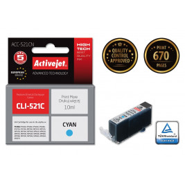 Activejet ACC-521CN Ink cartridge (replacement for Canon CLI-521C; Supreme; 10 ml; cyan)