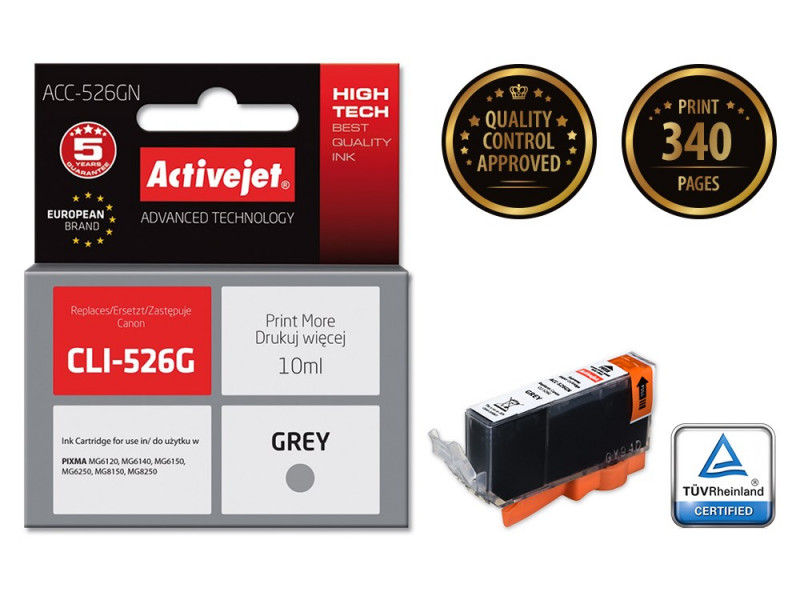 Activejet ACC-526GN ink (replacement for Canon CLI-526G; Supreme; 10 ml; grey) Activejet ACC-526GN ink (replacement for Canon CLI-526G; Supreme; 10 ml; grey)