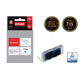 Activejet ACC-551CN Ink cartridge (replacement for Canon CLI-551C; Supreme; 15 ml; cyan)