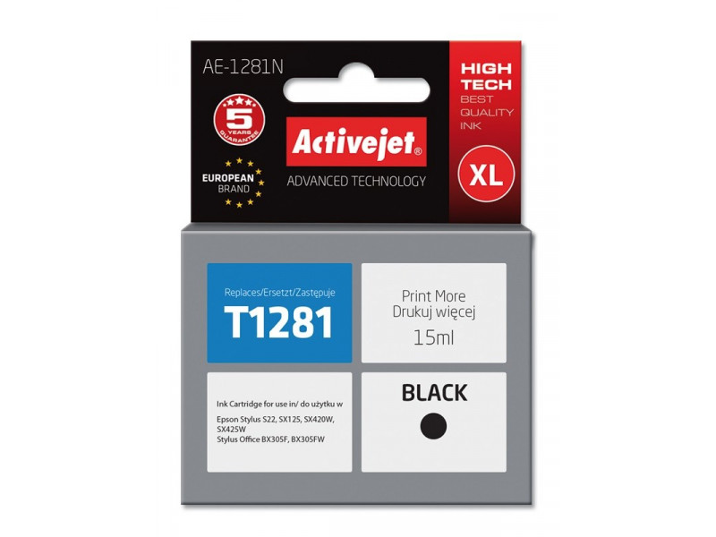 Activejet AE-1281N Ink (replacement for Epson T1281; Supreme; 15 ml; black) Activejet AE-1281N Ink (replacement for Epson T1281; Supreme; 15 ml; black)