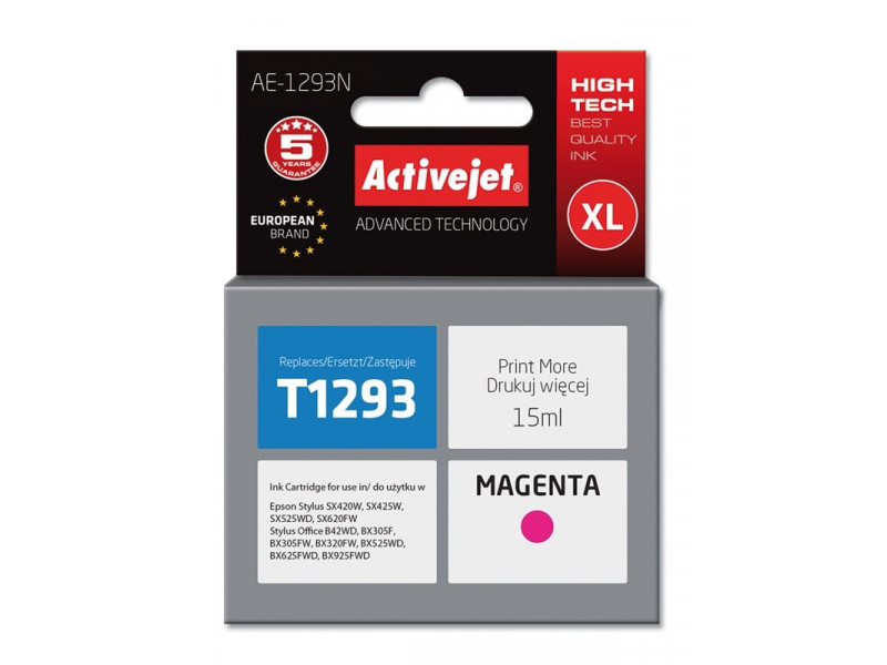 Activejet AE-1293N Ink (replacement for Epson T1293; Supreme; 15 ml; magenta) Activejet AE-1293N Ink (replacement for Epson T1293; Supreme; 15 ml; magenta)