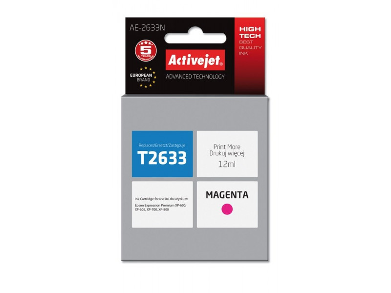 Activejet AE-2633N Ink (replacement for Epson 26 T2633; Supreme; 12 ml; magenta) Activejet AE-2633N Ink (replacement for Epson 26 T2633; Supreme; 12 ml; magenta)