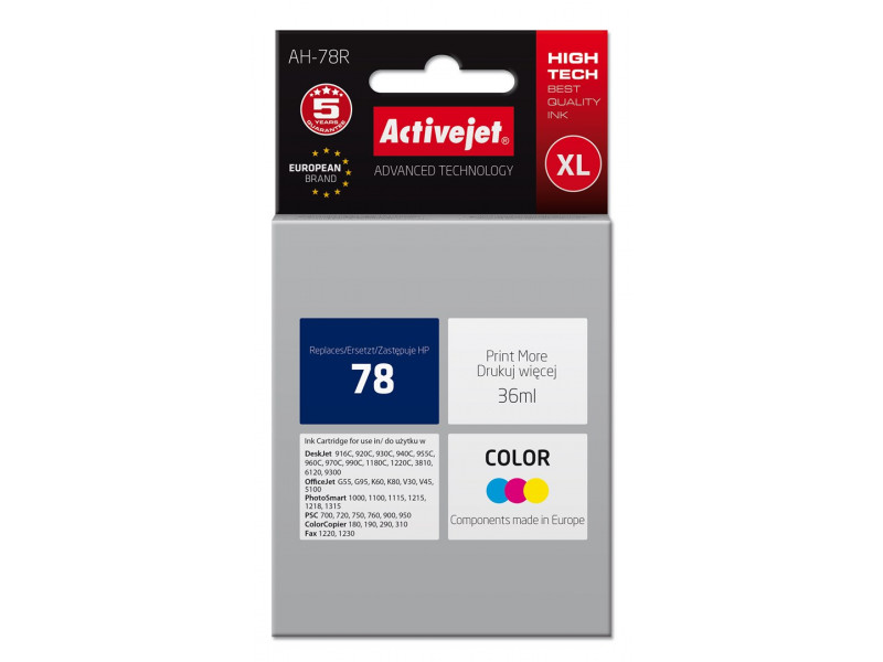 Activejet AH-78R Ink Cartridge (replacement for HP 78 C6578D; Premium; 36 ml; colour) Activejet AH-78R Ink Cartridge (replacement for HP 78 C6578D; Premium; 36 ml; colour)