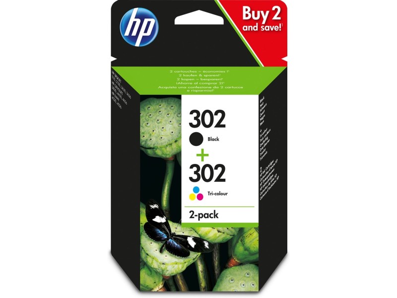 HP 302 2-pack Black/Tri-color Original Ink Cartridges X4D37AE – Hewlett-Packard Мастила
